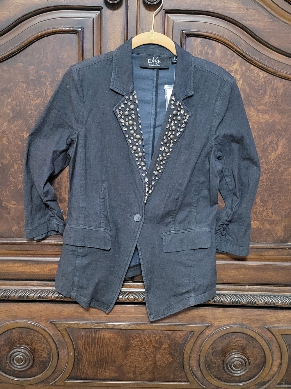 Ash Black Lightweight Stud-Detail Shirt Jacket